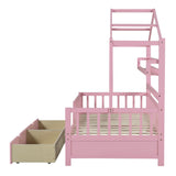 Hearth and Haven Wooden Twin Size House Bed with 2 Drawers, Kids Bed with Storage Shelf WF308872AAH