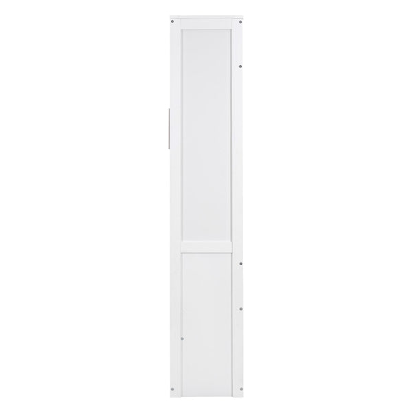 English Elm Full Size Murphy Wall Bed with Integrated Shelving Unit for Studio or Guest Room White LP000696AAK-1
