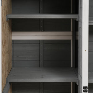 English Elm TOPMAX Outdoor 5.5ft Wood Storage Shed Cabinet with Waterproof Asphalt Roof, Lockable Doors, Sturdy White+gray SP100016AAE