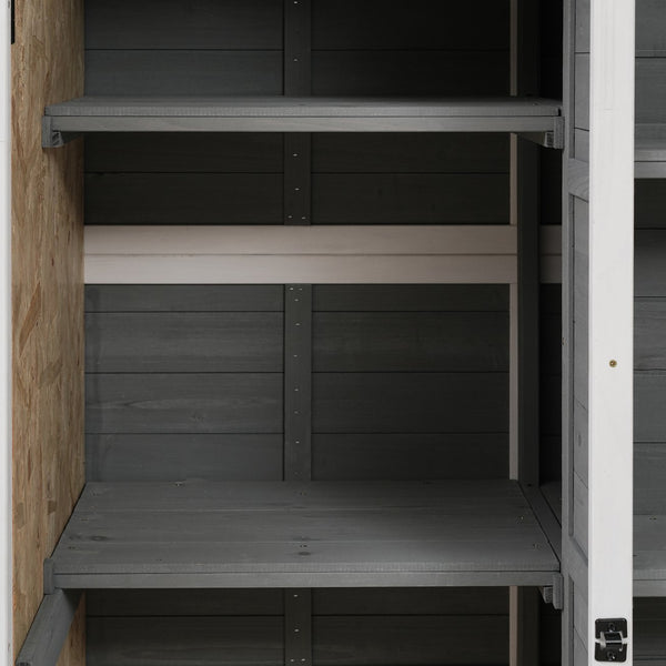 English Elm TOPMAX Outdoor 5.5ft Wood Storage Shed Cabinet with Waterproof Asphalt Roof, Lockable Doors, Sturdy White+gray SP100016AAE