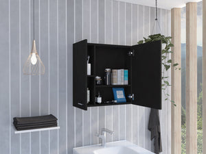English Elm Kenya Medicine Cabinet with Mirror and Double Doors, 4 Interior Shelves for Organized Storage Black 28 L x 21 W x 5 H B128P148726