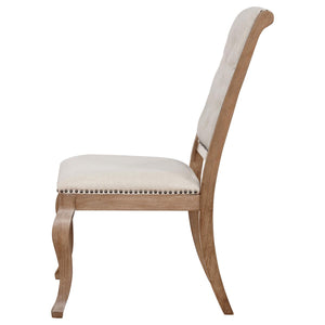 English Elm Cream Tufted Dining Chair Set Of 2 - Rustic Elegance With Barley Brown Frame & Nailhead Trim B062P153696