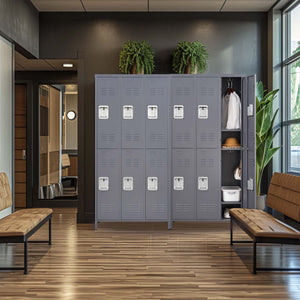 English Elm 6 Door 72"H Metal Lockers with Locking Compartments, Durable Steel Storage Cabinet for Gym Office School Home Garage T2398P151998