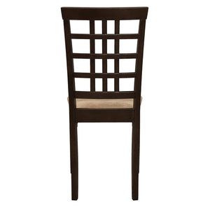 English Elm Cappuccino Lattice Back Side Chairs (Set of 2) — Two-Tone Wood Dining Seats with Peat Cushions, 37.25" H B062P153705