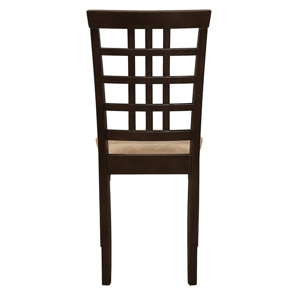 English Elm Cappuccino Lattice Back Side Chairs (Set of 2) — Two-Tone Wood Dining Seats with Peat Cushions, 37.25" H B062P153705