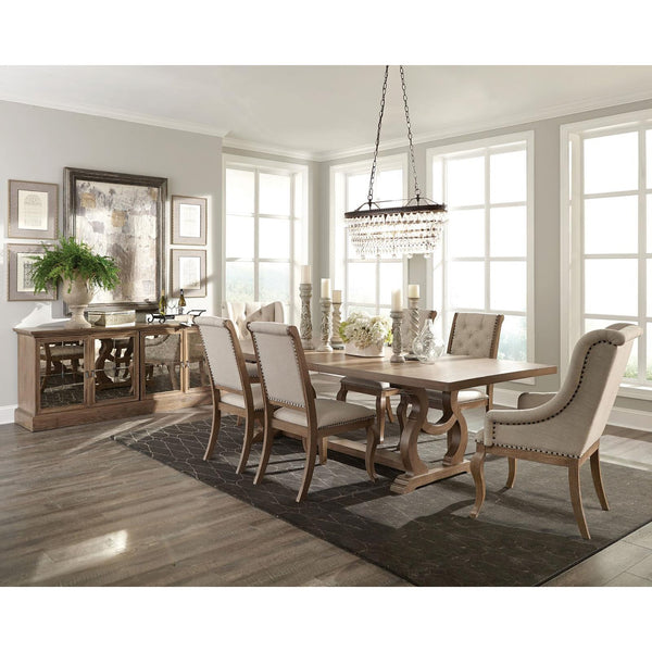 English Elm Cream Tufted Dining Chair Set Of 2 - Rustic Elegance With Barley Brown Frame & Nailhead Trim B062P153696