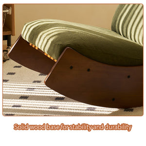 English Elm Comfortable Corduroy Glider Chairs Solid Wood Frame Retro Striped Set of 2 Nursery W2105S00010