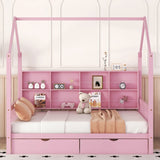 Hearth and Haven Wooden Full Size House Bed with 2 Drawers, Kids Bed with Storage Shelf WF301459AAH WF301459AAH