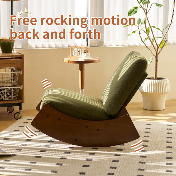 English Elm Comfortable Corduroy Glider Rocker with Solid Wood Frame for Nursery or Living Room W2105P145993