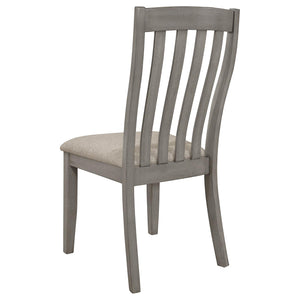 English Elm Grey Padded Side Chair Set of 2 – Coastal Grey Finish, Beige Upholstery, Curved Asian Hardwood Design B062P153692