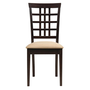 English Elm Cappuccino Lattice Back Side Chairs (Set of 2) — Two-Tone Wood Dining Seats with Peat Cushions, 37.25" H B062P153705