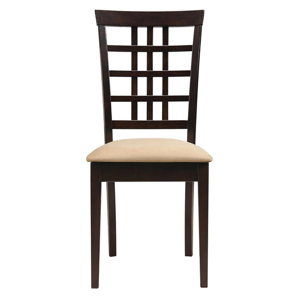 English Elm Cappuccino Lattice Back Side Chairs (Set of 2) — Two-Tone Wood Dining Seats with Peat Cushions, 37.25" H B062P153705