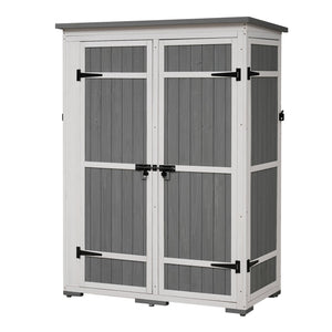 English Elm TOPMAX Outdoor 5.5ft Wood Storage Shed Cabinet with Waterproof Asphalt Roof, Lockable Doors, Sturdy White+gray SP100016AAE