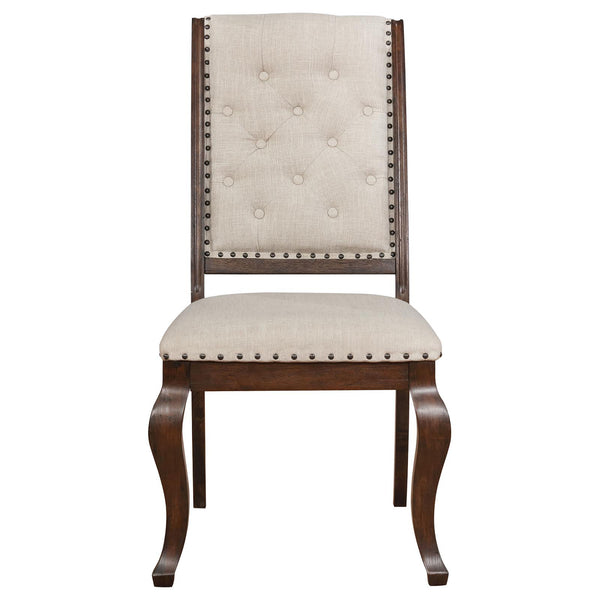 English Elm Cream Tufted Dining Chair Set Of 2 - Elegant Antique Java Finish, Plush Upholstery & Nailhead Trim B062P153690