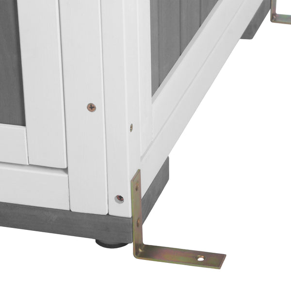 English Elm TOPMAX Outdoor 5.5ft Wood Storage Shed Cabinet with Waterproof Asphalt Roof, Lockable Doors, Sturdy White+gray SP100016AAE