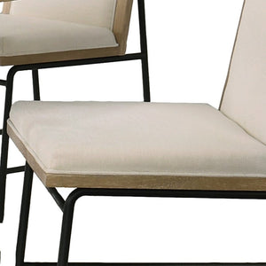 English Elm Tate Round Dining Set Seats Four with Distressed Oak Veneer Top and Cream Chairs B061S00796