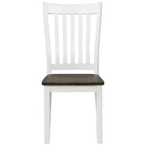 English Elm Espresso Slat Back Dining Chairs Set of 2 with Rustic White Frame, Contrasting Wood Seat, 39.25" H B062P153676