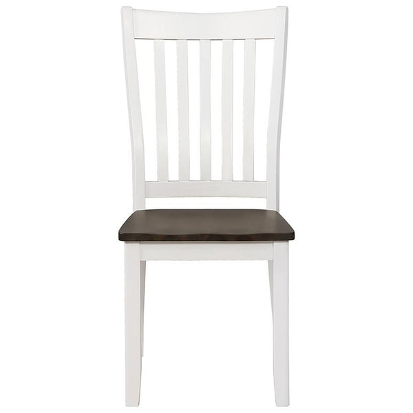 English Elm Espresso Slat Back Dining Chairs Set of 2 with Rustic White Frame, Contrasting Wood Seat, 39.25" H B062P153676