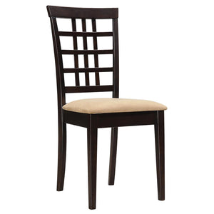 English Elm Cappuccino Lattice Back Side Chairs (Set of 2) — Two-Tone Wood Dining Seats with Peat Cushions, 37.25" H B062P153705