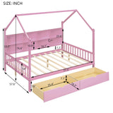 Hearth and Haven Wooden Full Size House Bed with 2 Drawers, Kids Bed with Storage Shelf WF301459AAH WF301459AAH