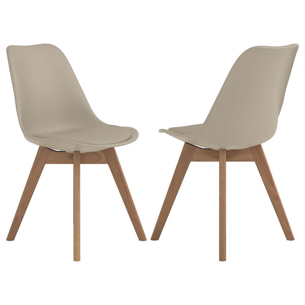 English Elm Tan Swedish Modern Padded Side Chair Set of 2 – Leatherette Upholstery, Solid Oak Splayed Legs, Cozy Design B062P153693