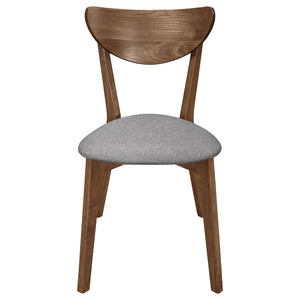 English Elm Natural Walnut and Grey Upholstered Dining Chair Set of 2 — Mid-Century Modern Curved Back Comfort, Durable Hardwood Finish B062P153682
