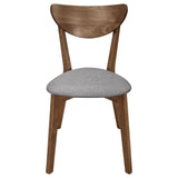 English Elm Natural Walnut and Grey Upholestered Dining Chair (Set Of 2)