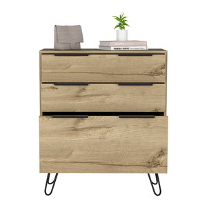 English Elm Drawer Hartly Dresser in Light Oak with 3 Large Drawers, Chic Hairpin Legs, Durable Engineered Wood 34" L B092P154877