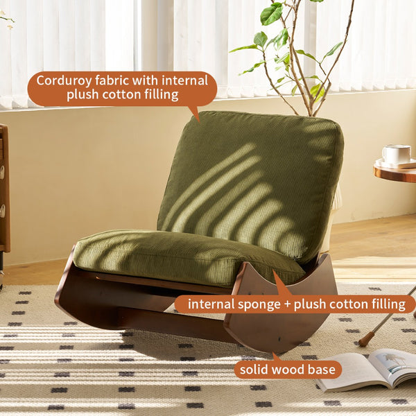 English Elm Comfortable Corduroy Glider Rocker with Solid Wood Frame for Nursery or Living Room W2105P145993
