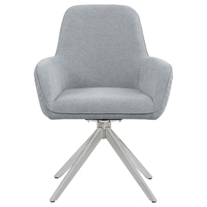 English Elm Light Grey Flare Arm Side Chair with Diamond Tufting, Deep Seat & Chrome Tapered Legs, Swivel Chic B062P153684