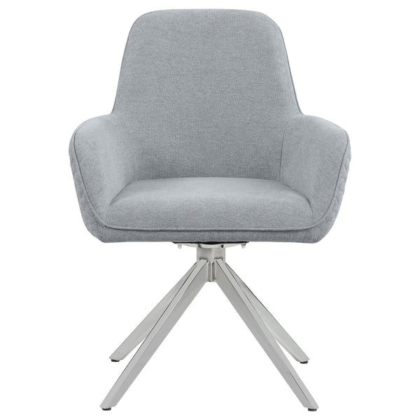 English Elm Light Grey Flare Arm Side Chair with Diamond Tufting, Deep Seat & Chrome Tapered Legs, Swivel Chic B062P153684