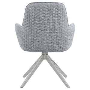 English Elm Light Grey Flare Arm Side Chair with Diamond Tufting, Deep Seat & Chrome Tapered Legs, Swivel Chic B062P153684