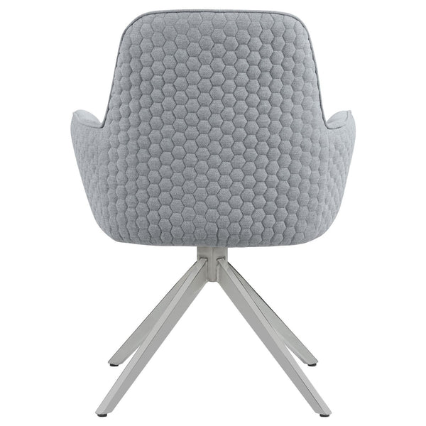 English Elm Light Grey Flare Arm Side Chair with Diamond Tufting, Deep Seat & Chrome Tapered Legs, Swivel Chic B062P153684