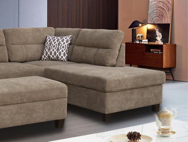 English Elm Diego Oversized Tufted Polyester Sectional with Chaise and Concealed Storage Ottoman B061S00791