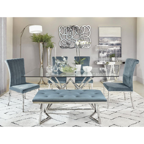 English Elm Dark Grey Luxe Tufted Side Chair Set of 2 — Chrome Legs, High-Back Velvet Dining Chairs for Glam Interiors (41"H) B062P153679