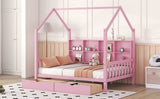 Hearth and Haven Wooden Full Size House Bed with 2 Drawers, Kids Bed with Storage Shelf WF301459AAH WF301459AAH