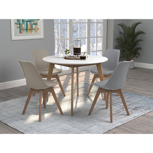 English Elm Tan Swedish Modern Padded Side Chair Set of 2 – Leatherette Upholstery, Solid Oak Splayed Legs, Cozy Design B062P153693