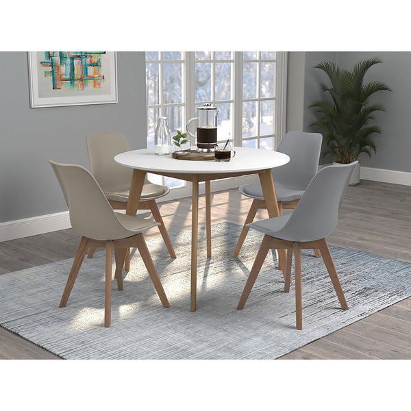 English Elm Tan Swedish Modern Padded Side Chair Set of 2 – Leatherette Upholstery, Solid Oak Splayed Legs, Cozy Design B062P153693