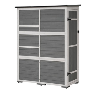 English Elm TOPMAX Outdoor 5.5ft Wood Storage Shed Cabinet with Waterproof Asphalt Roof, Lockable Doors, Sturdy White+gray SP100016AAE