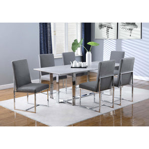 English Elm Grey Cube Base Dining Chair Set of 2 - Modern Grey Fabric Seating, Chrome Cubic Metal Base, Sleek Comfort for Guests B062P153695