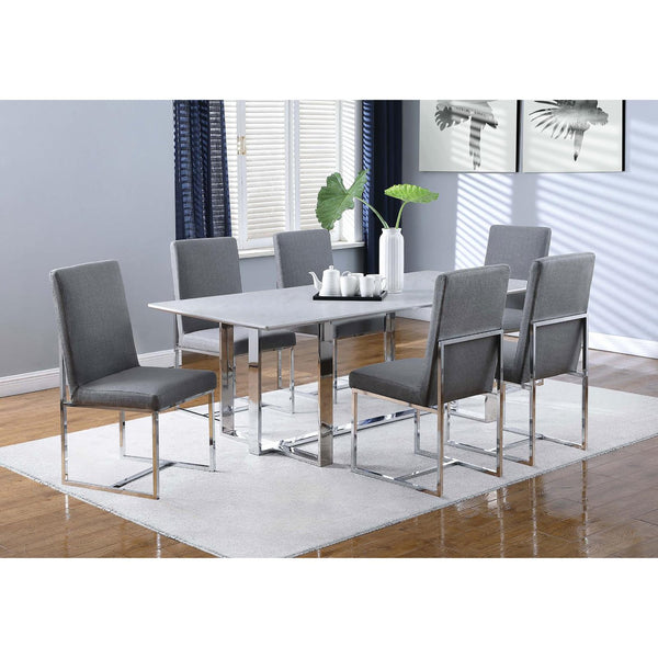 English Elm Grey Cube Base Dining Chair Set of 2 - Modern Grey Fabric Seating, Chrome Cubic Metal Base, Sleek Comfort for Guests B062P153695