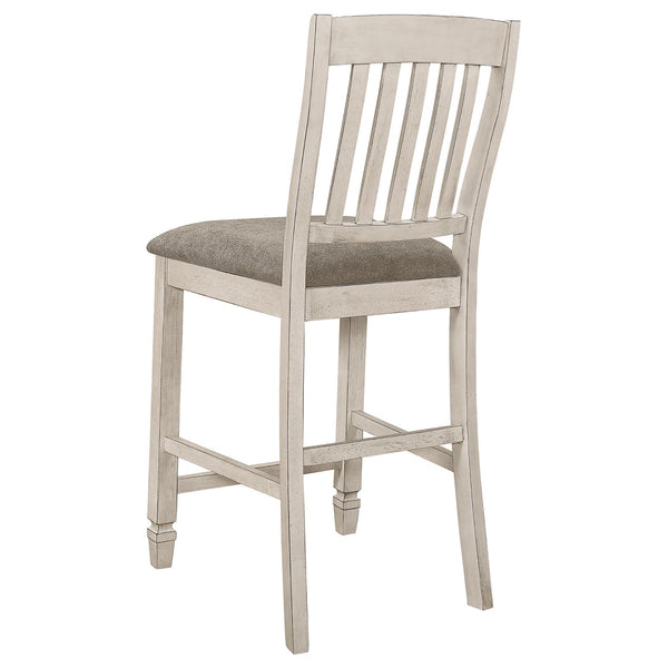 English Elm Nutmeg Rustic Cream Counter Height Chairs Set of 2 with Fossil Grey Upholstered Seats, Farmhouse Charm B062P153683