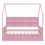 Hearth and Haven Wooden Full Size House Bed with 2 Drawers, Kids Bed with Storage Shelf WF301459AAH WF301459AAH