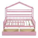 Hearth and Haven Wooden Full Size House Bed with 2 Drawers, Kids Bed with Storage Shelf WF308873AAH WF308873AAH