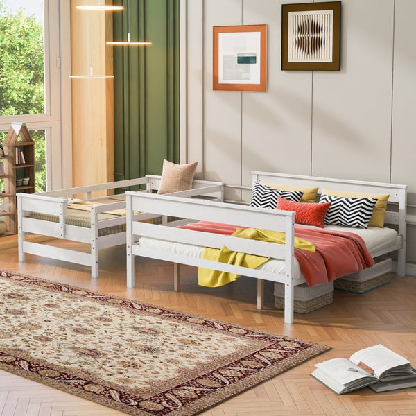 English Elm Wood Twin Xl Over Queen Bunk Bed With Ladder - Space-Saving, Sturdy, And Stylish Design For Kids GX000446AAK-GIGA