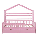 Hearth and Haven Wooden Full Size House Bed with 2 Drawers, Kids Bed with Storage Shelf WF308873AAH WF308873AAH