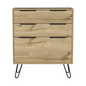 English Elm Drawer Hartly Dresser in Light Oak with 3 Large Drawers, Chic Hairpin Legs, Durable Engineered Wood 34" L B092P154877