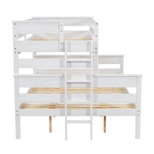 English Elm Wood Twin Xl Over Queen Bunk Bed With Ladder - Space-Saving, Sturdy, And Stylish Design For Kids GX000446AAK-GIGA