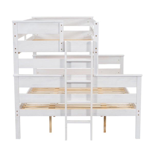 English Elm Wood Twin Xl Over Queen Bunk Bed With Ladder - Space-Saving, Sturdy, And Stylish Design For Kids GX000446AAK-GIGA