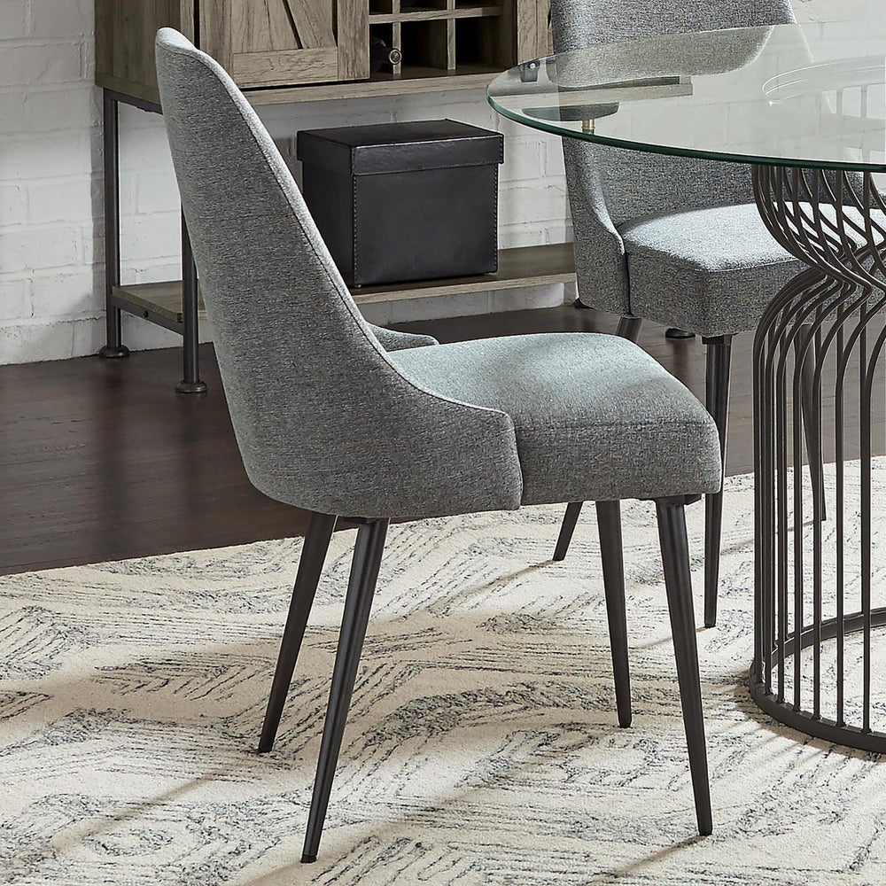 English Elm Grey Mid-Century Side Chairs Set of 2 - Gunmetal Tapered Legs, Grey Woven Fabric, Comfort-Curve Retro Chic B062P153680